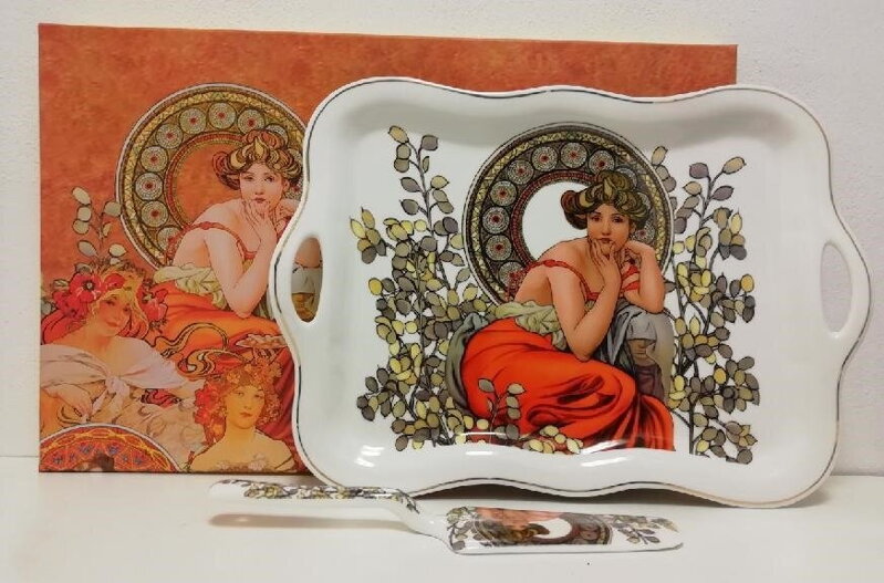 Porcelánový podnos s lopatkou Alfons Mucha 